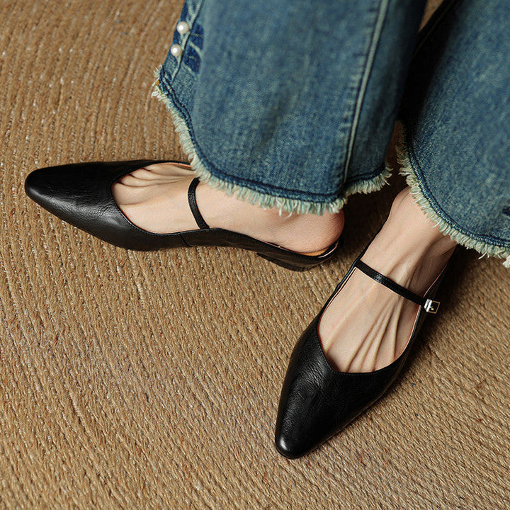 Women's Genuine Leather Pointed Mules - Effortless Work-to-Night Style