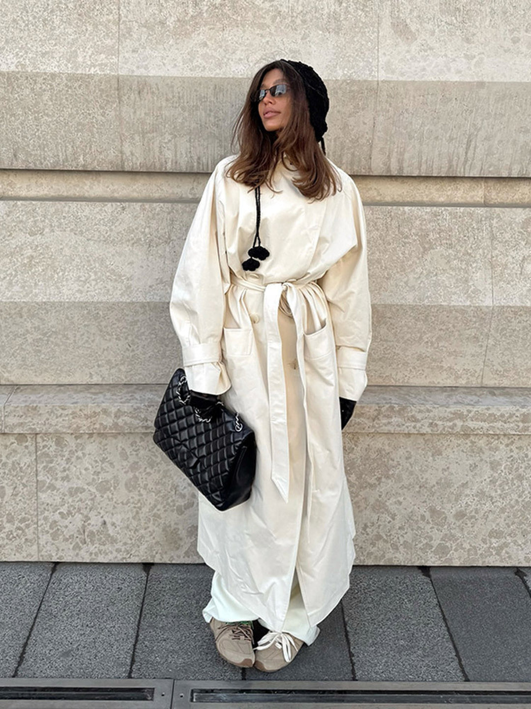 Hepburn Slim Belted Long Trench
