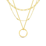 Women's Gold Open Circle Three-Row Necklace - Everyday Elegance
