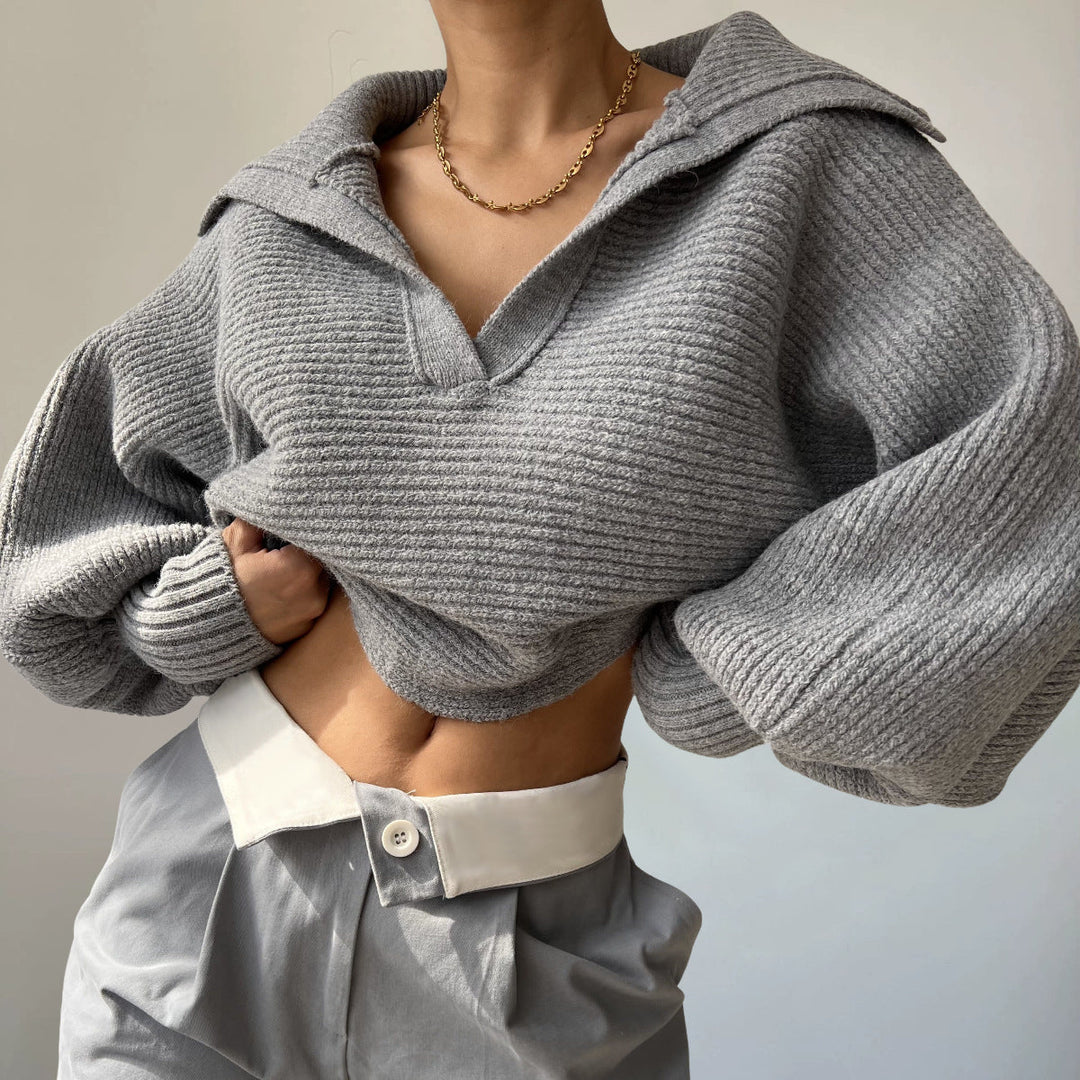 Women's Ribbed V-Neck Jumper – Soft Stretch Knit Sweater – view 5
