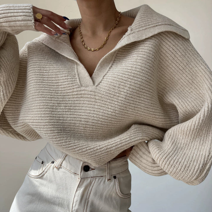 Women's Ribbed V-Neck Jumper – Soft Stretch Knit Sweater – view 9