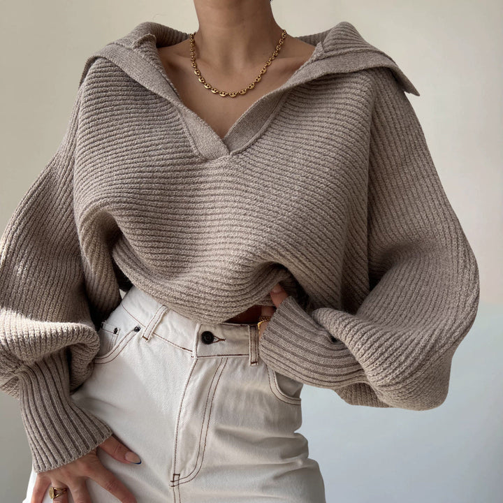 Women's Ribbed V-Neck Jumper – Soft Stretch Knit Sweater – view 7