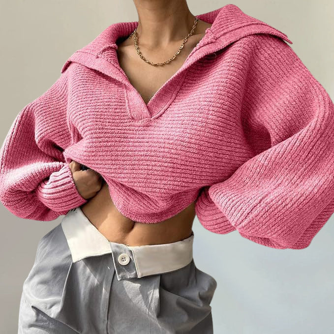 Women's Ribbed V-Neck Jumper – Soft Stretch Knit Sweater – view 4
