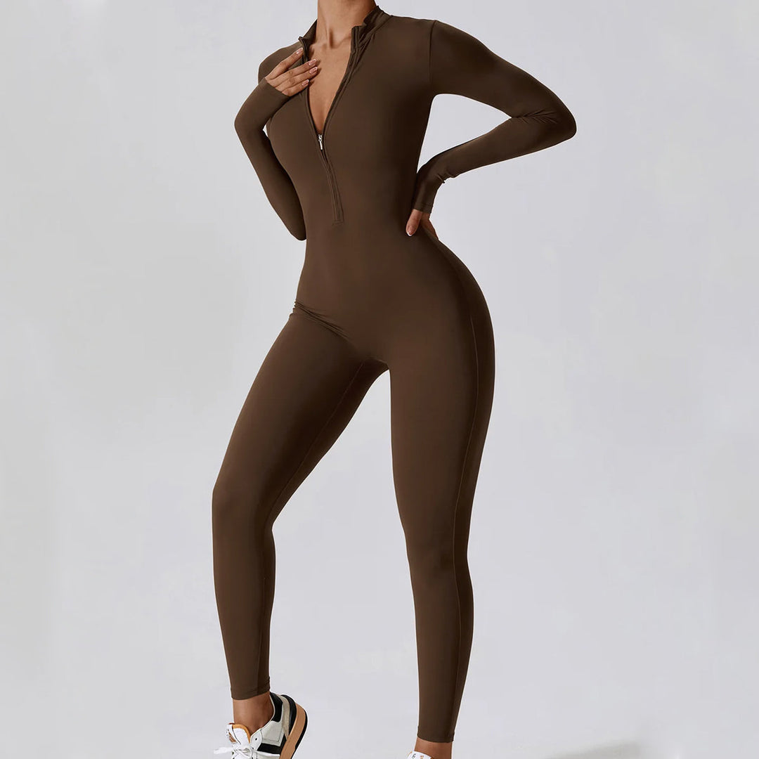 Women's Stretch Nylon Zipped Jumpsuit – Casual Everyday Wear – view 5