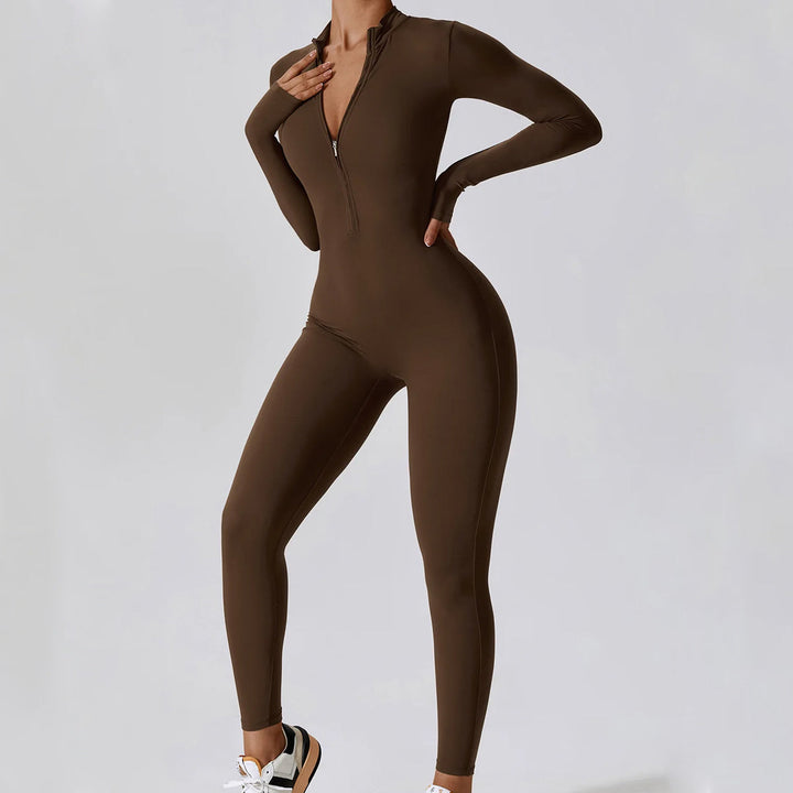 Women's Stretch Nylon Zipped Jumpsuit – Casual Everyday Wear – view 5