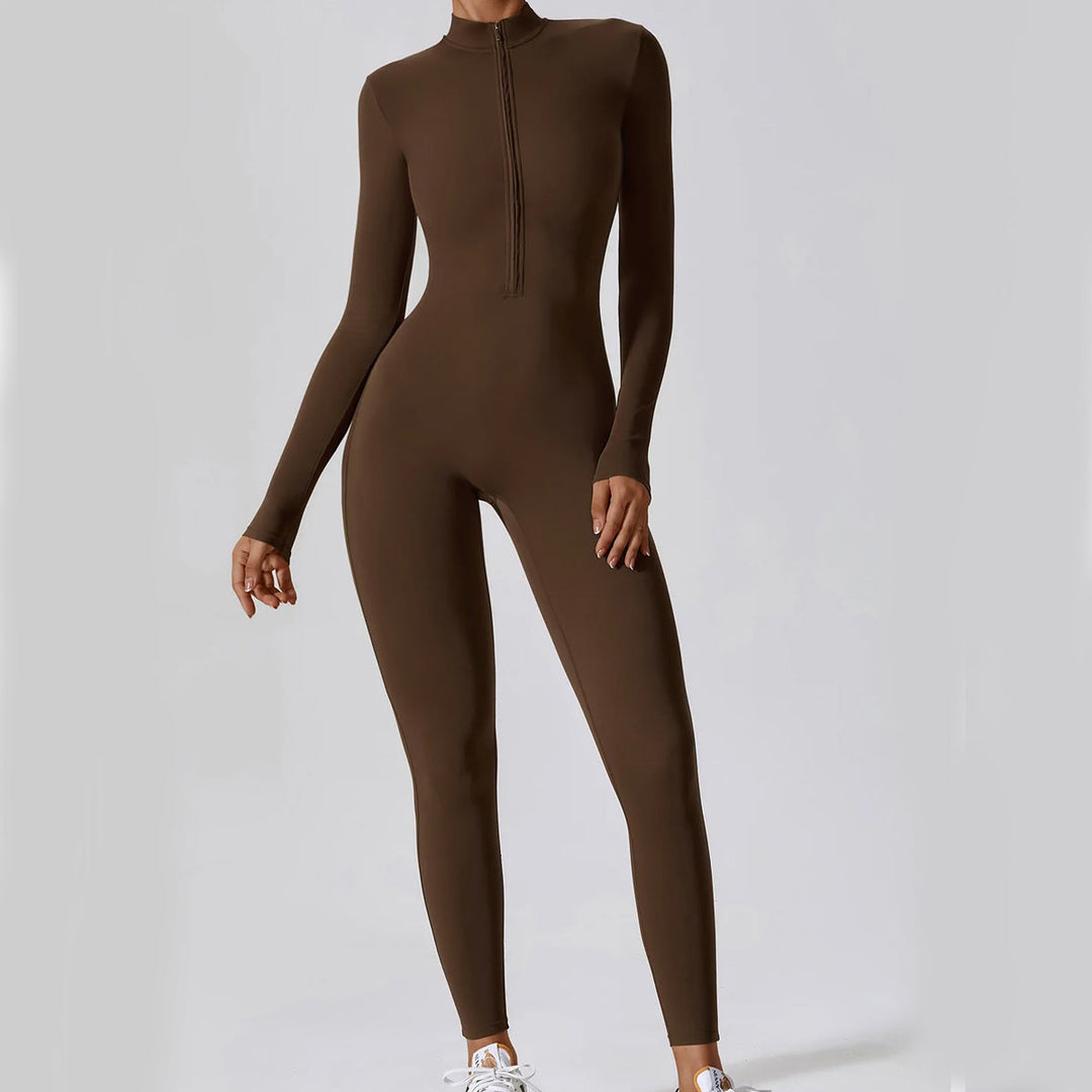 Women's Stretch Nylon Zipped Jumpsuit – Casual Everyday Wear – view 7