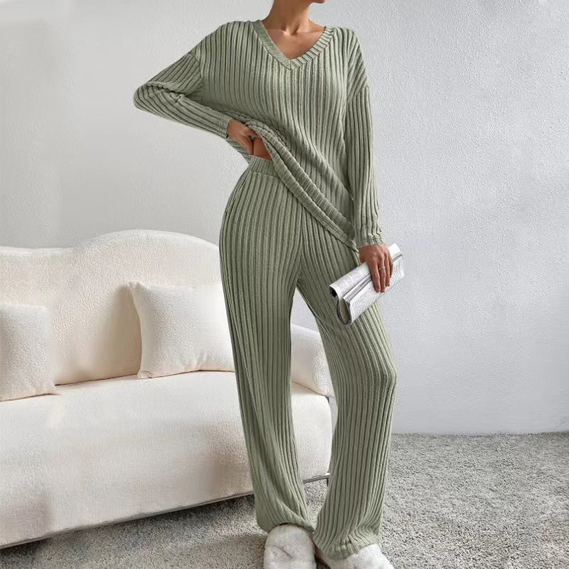 Women's Cotton Striped Co-ord Set – Blouse & Wide Leg Trousers – view 3