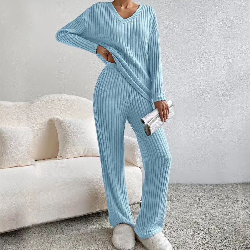 Women's Cotton Striped Co-ord Set – Blouse & Wide Leg Trousers – view 6