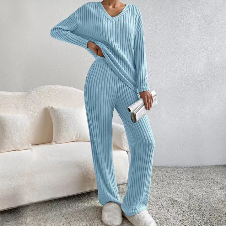 Women's Cotton Striped Co-ord Set – Blouse & Wide Leg Trousers – view 6