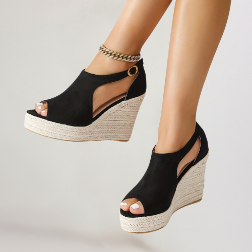 Women's Leather Heeled Sandals - Elegant Summer Style