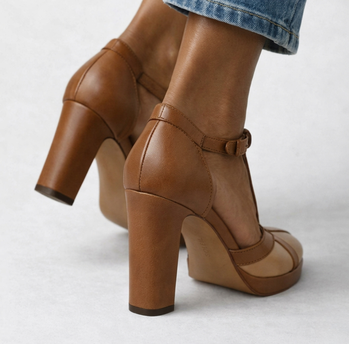 Women's Leather Heels - Elegant Comfort for Spring and Summer