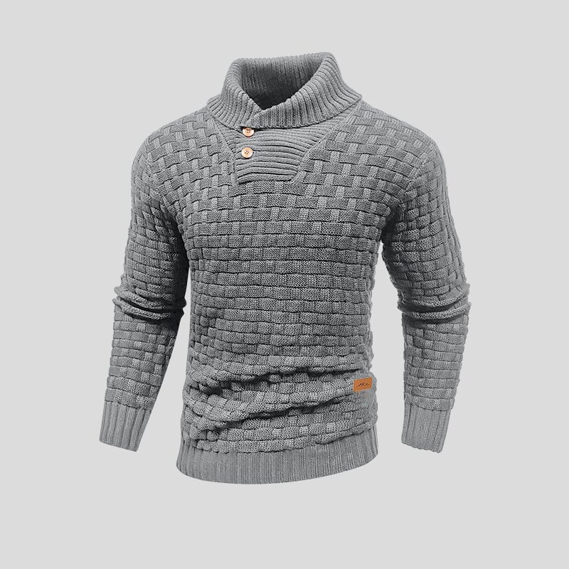 Men's Cotton Bamboo Jumper – Warm Knitted Sweater for Winter – Blue