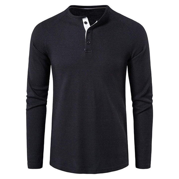 Men's Waffle Knit Henley Top – Breathable Button Placket Shirt – view 10