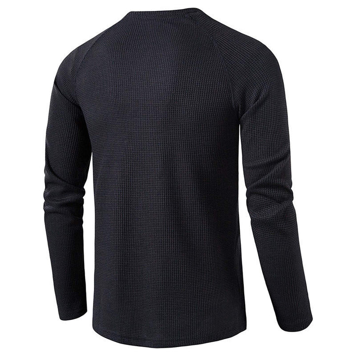 Men's Waffle Knit Henley Top – Breathable Button Placket Shirt – view 11