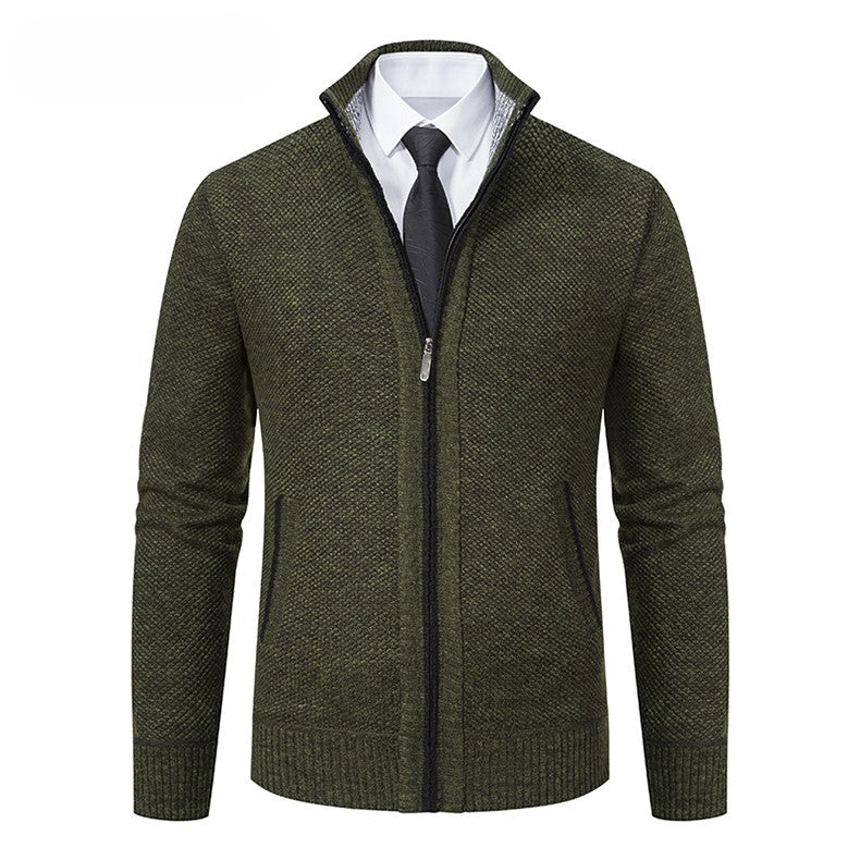 Men's Renzo Cotton-Blend Zip Jumper – Textured Knit Layering – view 7