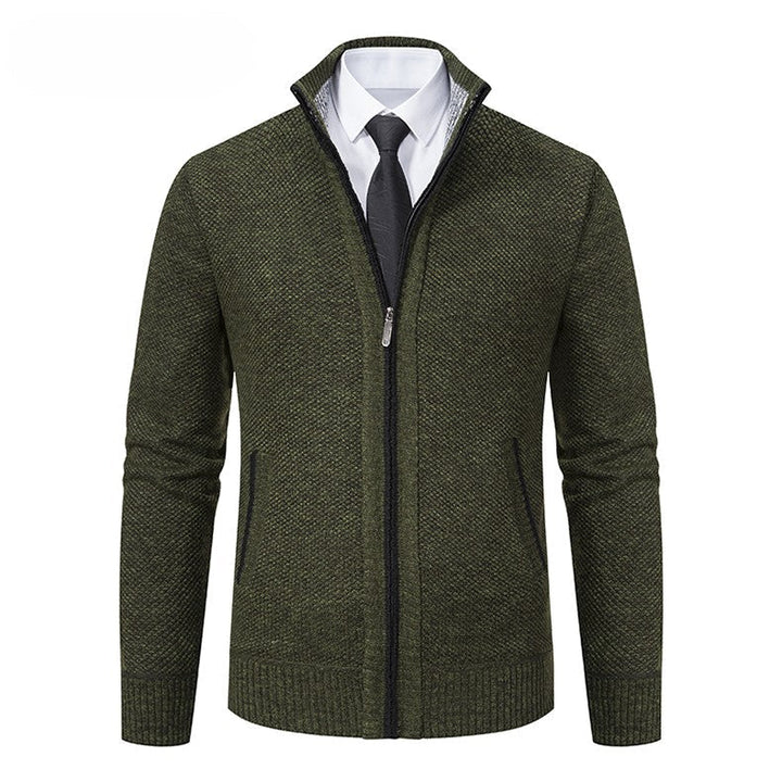 Men's Renzo Cotton-Blend Zip Jumper – Textured Knit Layering – view 7