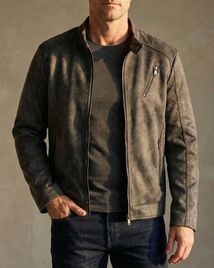 Men's Suede Jacket – Zip-Front Tailored Layering Jacket – view 6