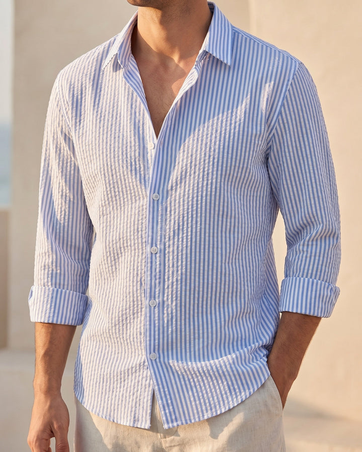 Men's Seersucker Shirt – Lightweight Short-Sleeve Summer Shirt – view 8