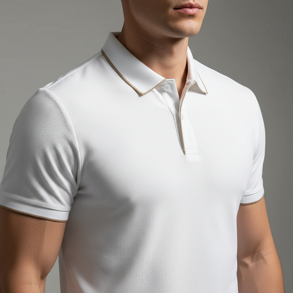 Men's Textured Knit Polo Shirt – Breathable Stretch Performance Polo – view 3