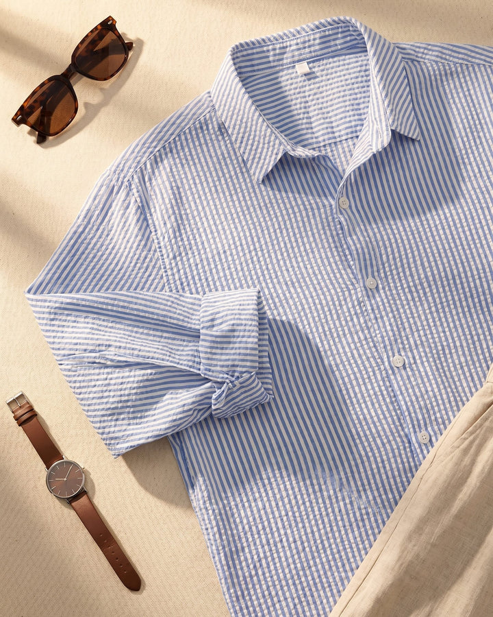 Men's Seersucker Shirt – Lightweight Short-Sleeve Summer Shirt – view 11