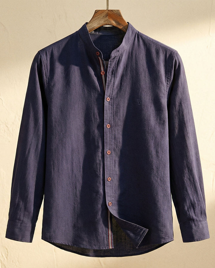 Men's Cotton Band Collar Shirt – Grandad Collar Casual Shirt – view 5