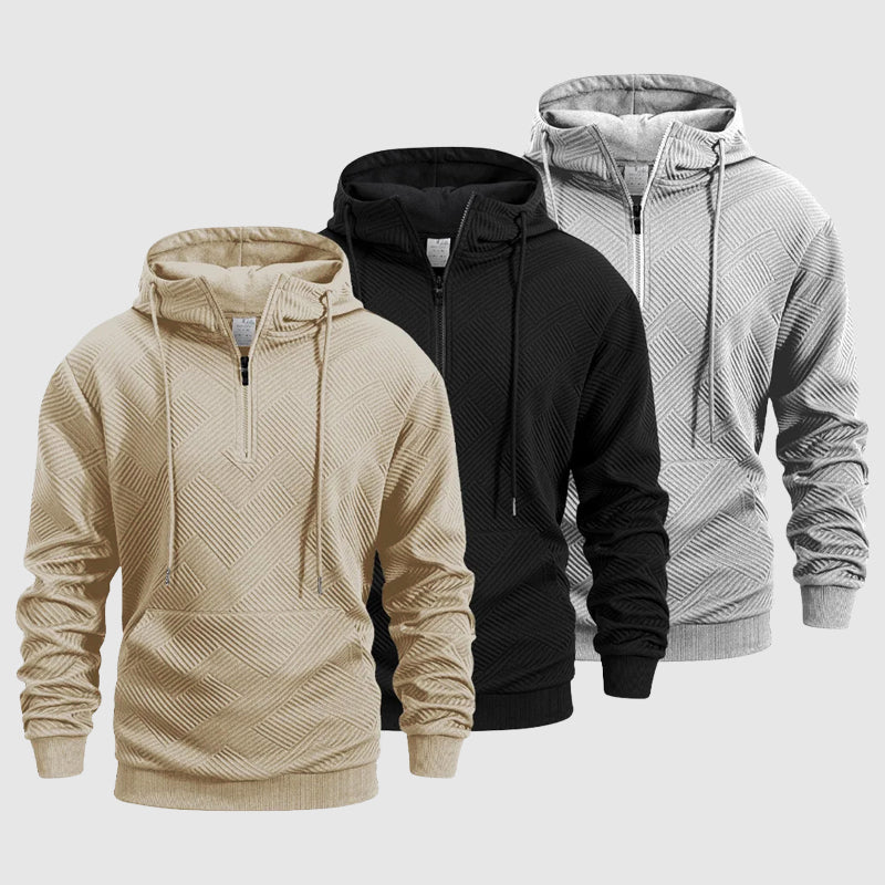 Men's Textured Knit Quarter-Zip Hoodie – Smart Casual Layering – view 7