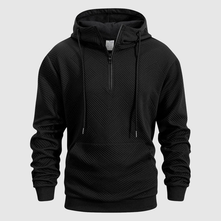 Men's Textured Knit Quarter-Zip Hoodie – Smart Casual Layering – view 5