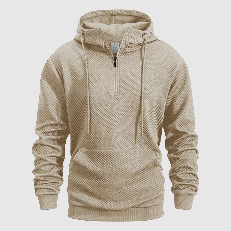 Men's Textured Knit Quarter-Zip Hoodie – Smart Casual Layering