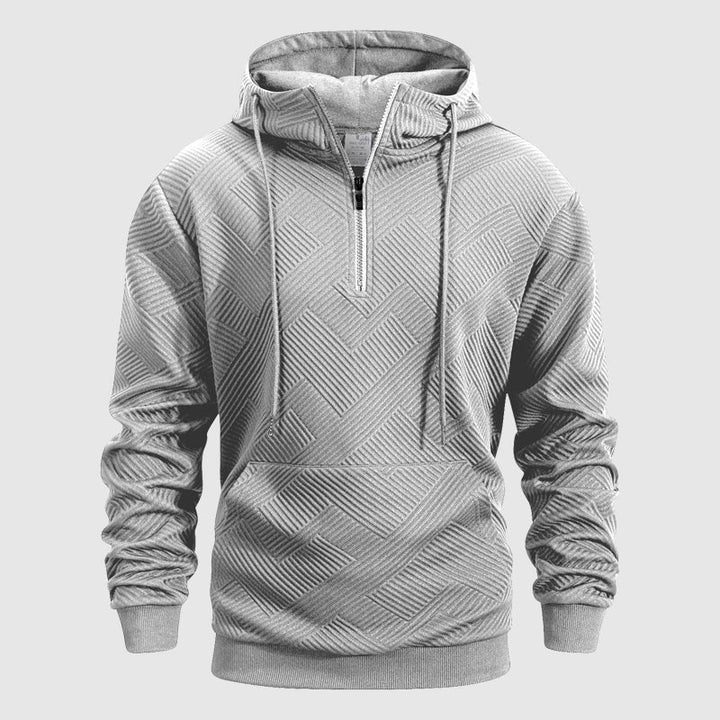 Men's Textured Knit Quarter-Zip Hoodie – Smart Casual Layering – view 3