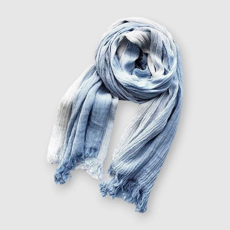 Camden Striped Cotton Scarf – Soft Everyday Layering Piece – Blue