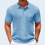 Men's Knitted Polo Shirt – Breathable Textured Summer Top