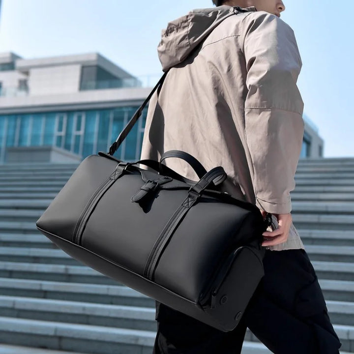 Men's Leather Trim Weekender Duffle - Travel Holdall Bag – view 6