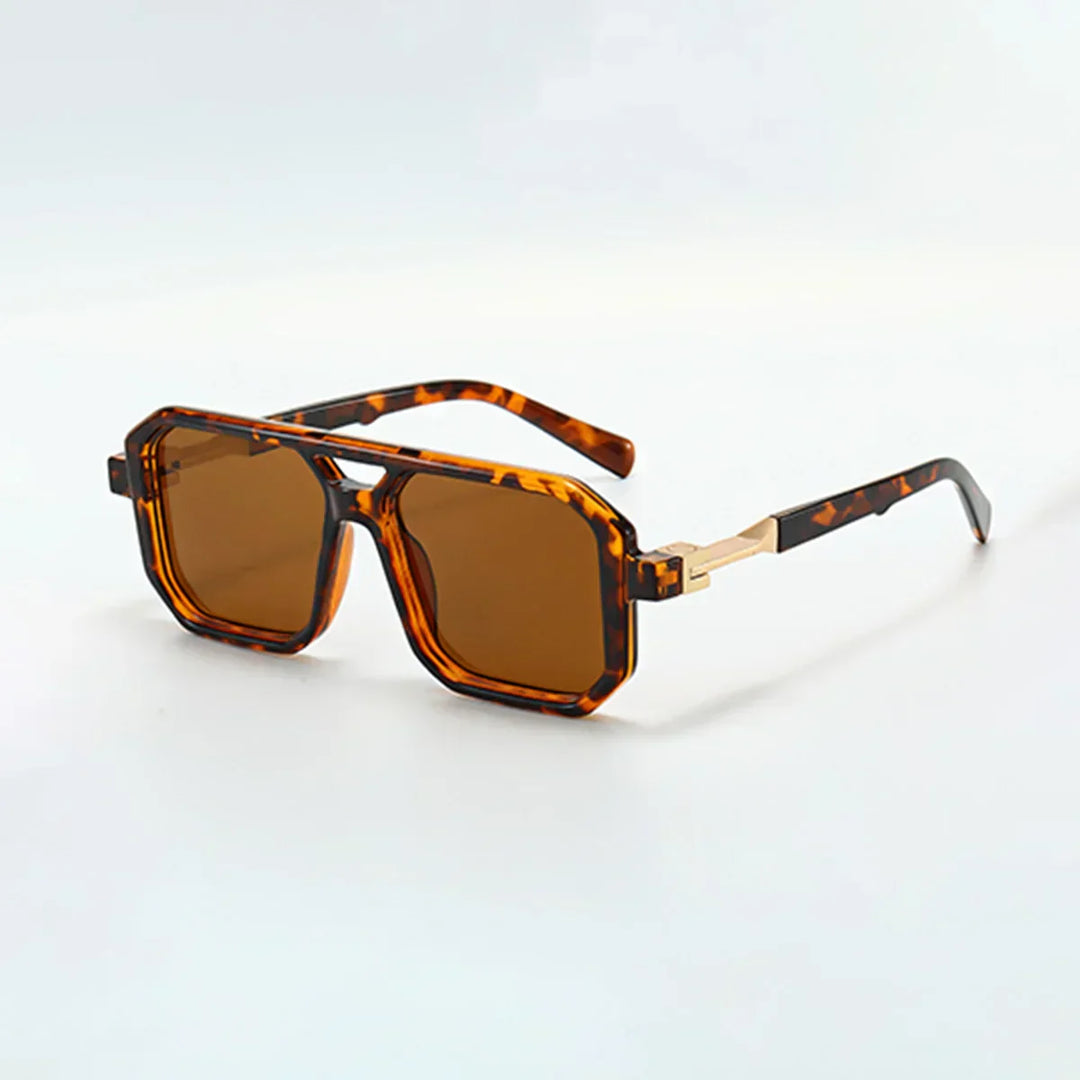 Men's Leopard Print Sunglasses – UV400 Lightweight Angular Frames