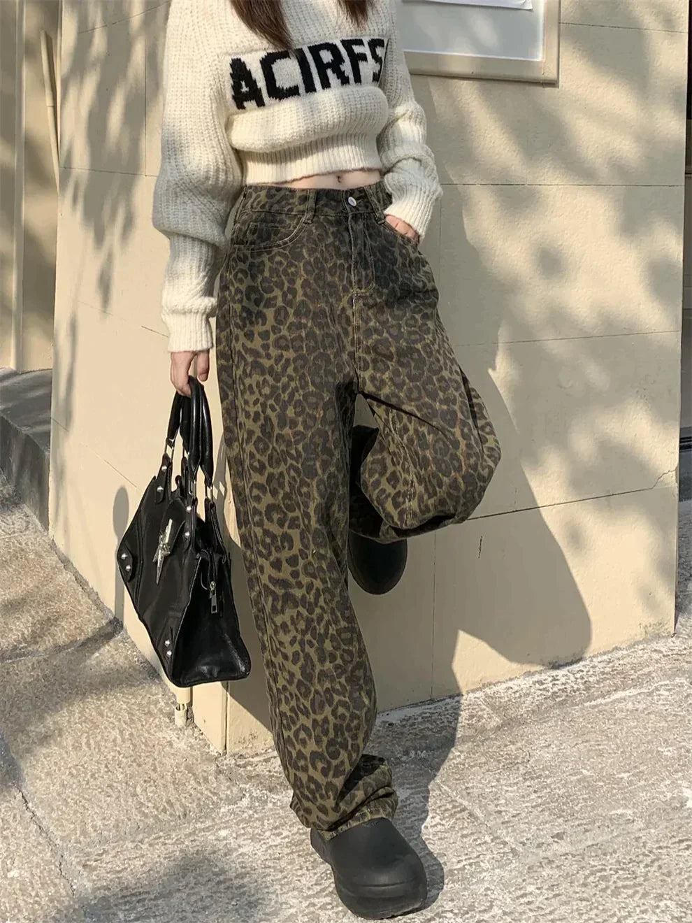 Women's Leopard Print Cotton Jeans – Bold Animal Print Denim – view 2