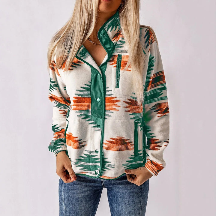 Women's Fleece Button-Up Jacket – Cosy Colour-Block Layering – view 2