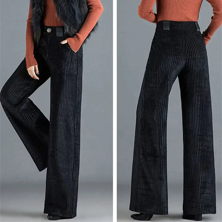 Women's Corduroy Palazzo Trousers – High-Rise '70s Wide-Leg Flare