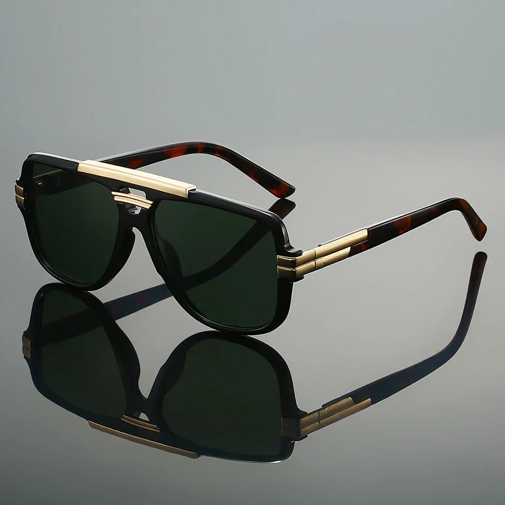 Men's Aviator Sunglasses – Retro Metal Frame – UV400 Lenses – Gradient Grey