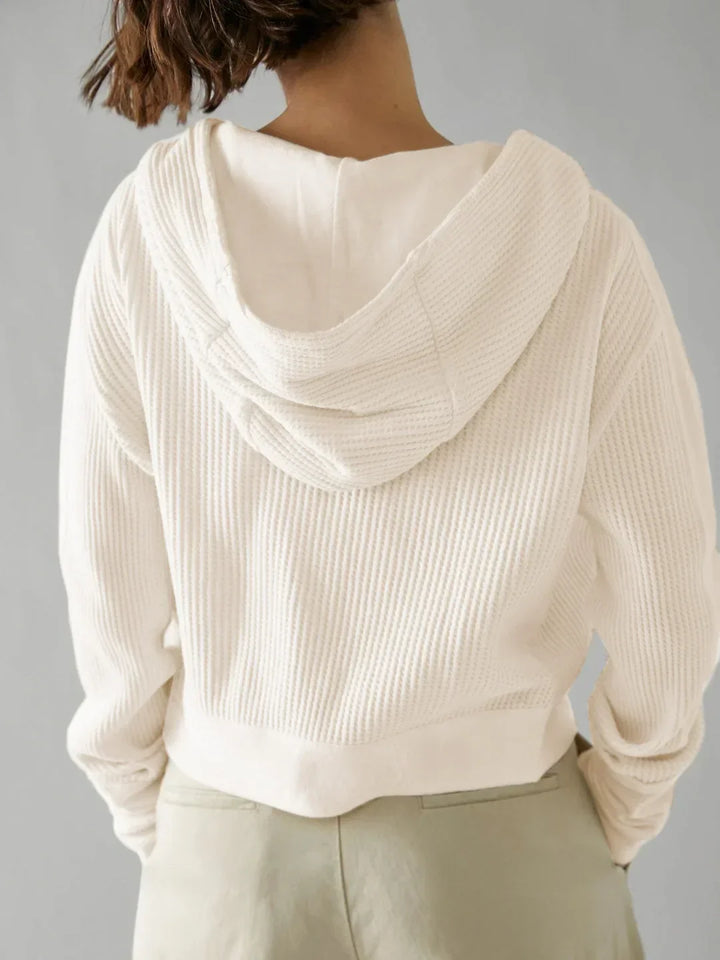 Women's Cropped Cotton Blend Hoodie – Soft Casual Layering