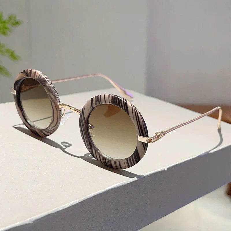 Women's Polarised Round Sunglasses – UV400 Two-Tone Frames