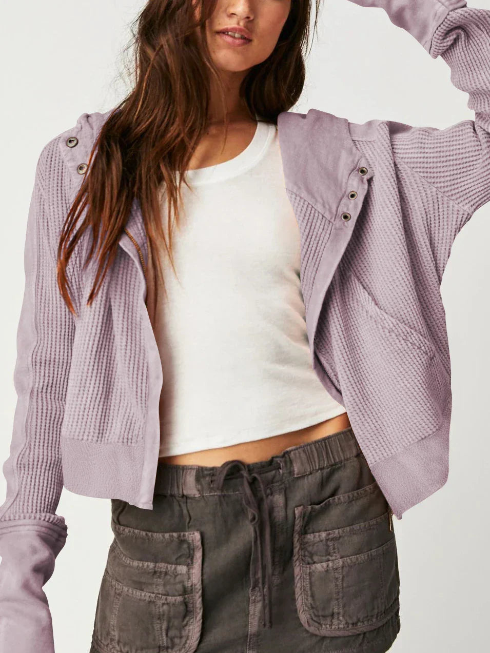 Women's Cropped Cotton Blend Hoodie – Soft Casual Layering