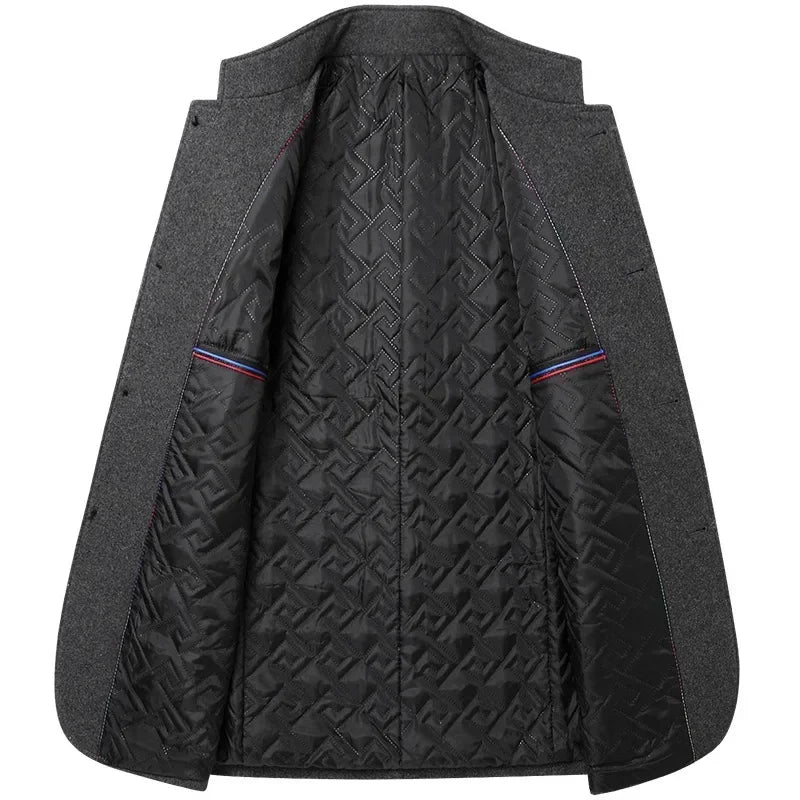 Men's Wool-Blend Overcoat – Quilted Warm Winter Coat – view 3