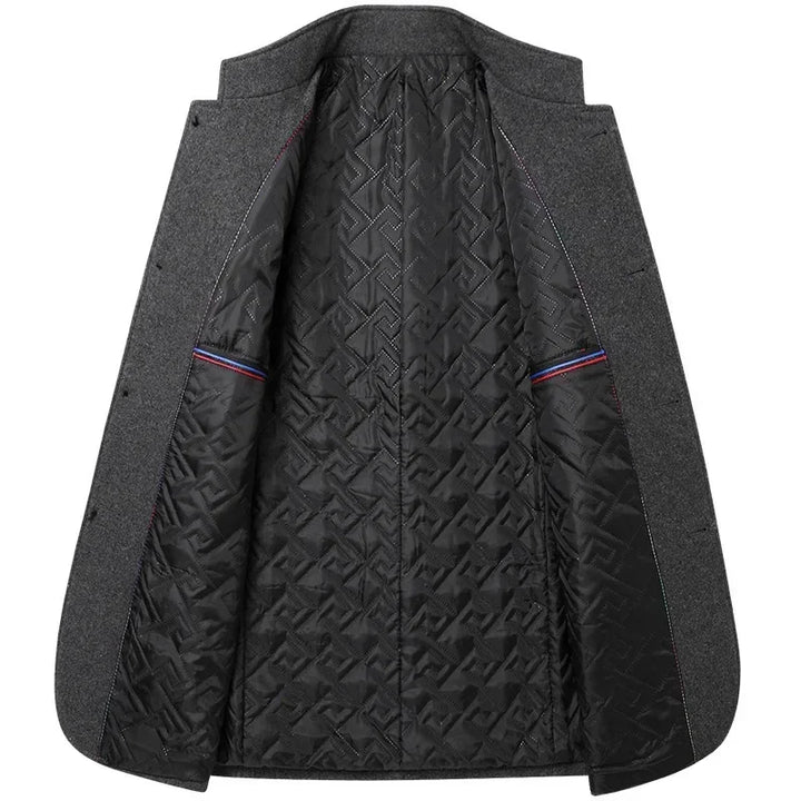 Men's Wool-Blend Overcoat – Quilted Warm Winter Coat – view 3