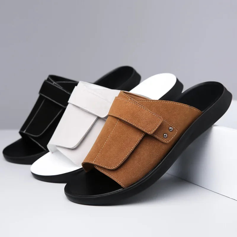 Men's Suede Leather Sandals – Cushioned Footbed – Adjustable Strap – view 7