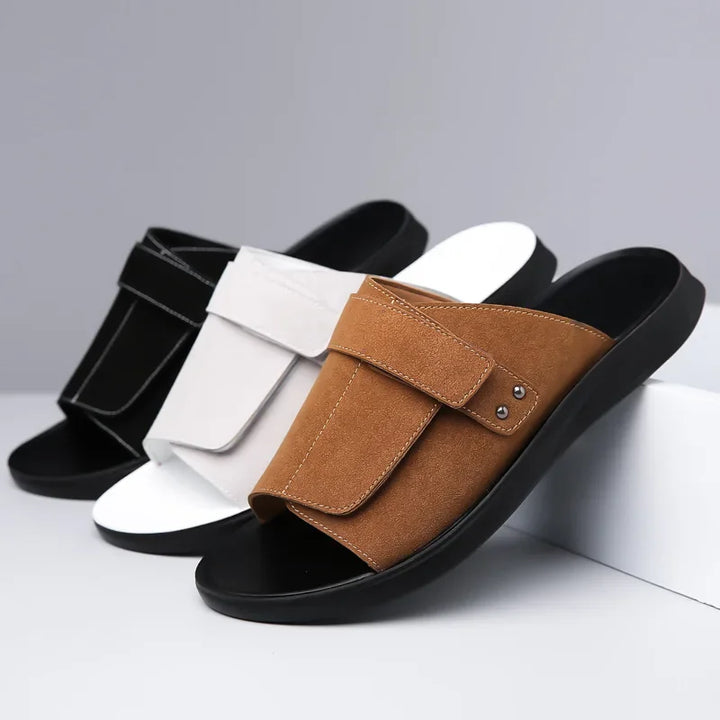 Men's Suede Leather Sandals – Cushioned Footbed – Adjustable Strap – view 7