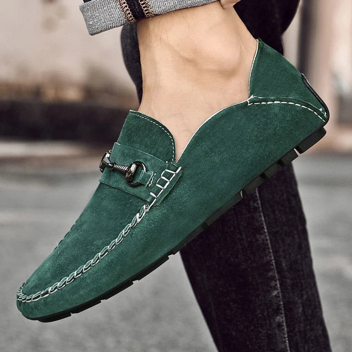 Men's Suede Loafers – Horse-Bit Detail, Non-Slip Sole