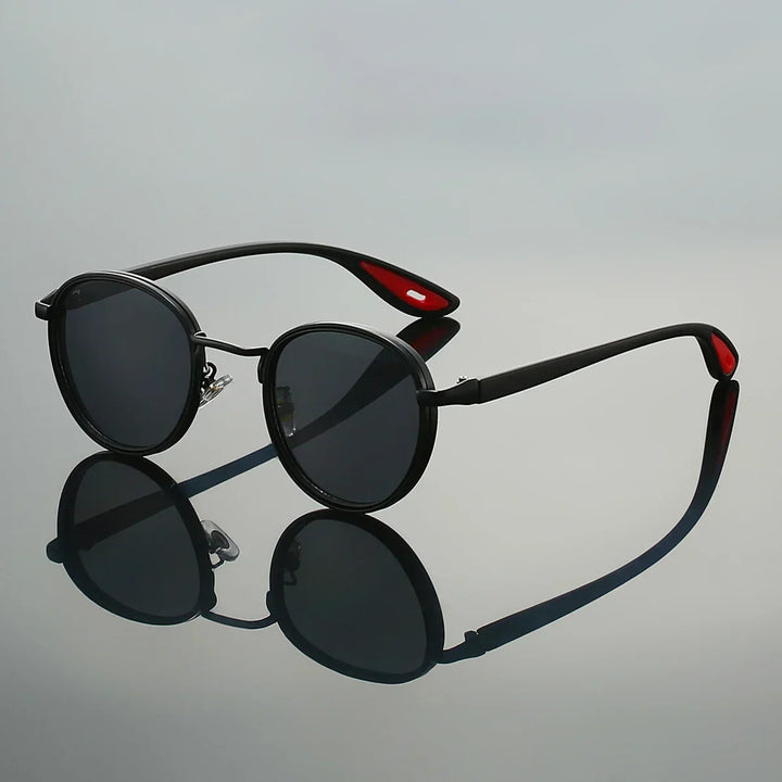 Men's Round Metal Sunglasses – UV400 Retro Everyday Shades – Brown
