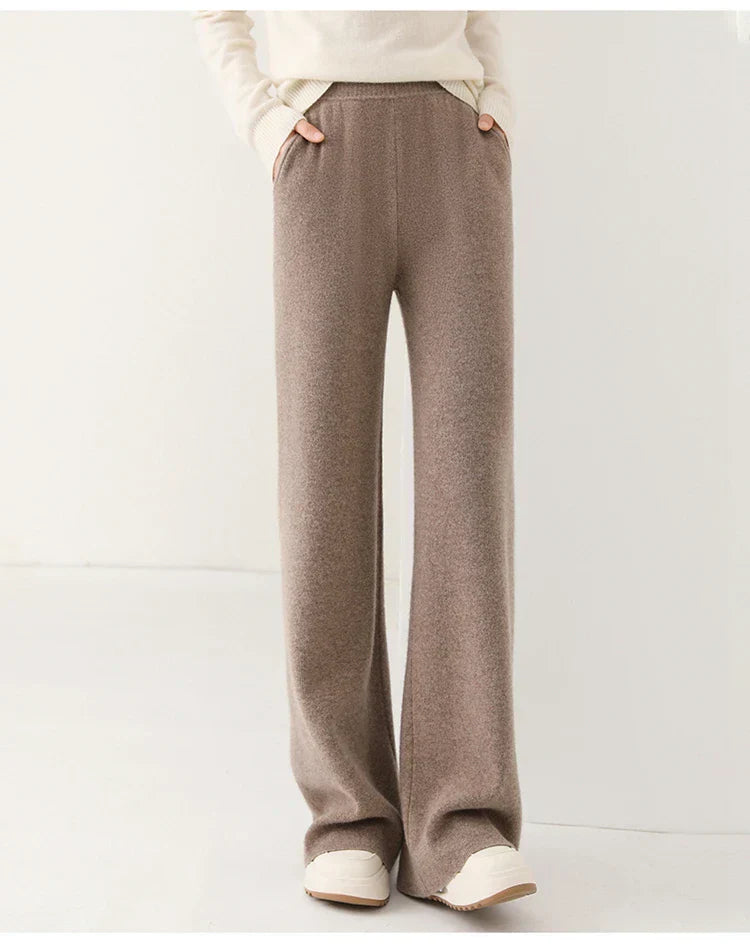Women's Merino Wool Wide-Leg Trousers – High-Waisted Comfort