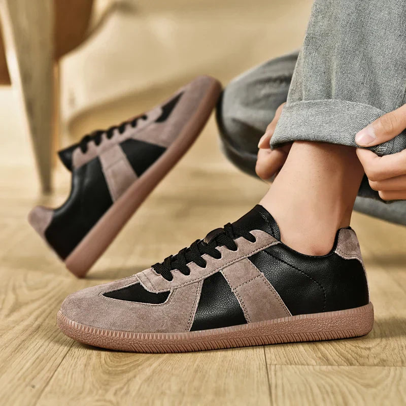 Men's Freedom 67 Vegan Leather Trainers – Suede-Trim Gum Sole – view 5