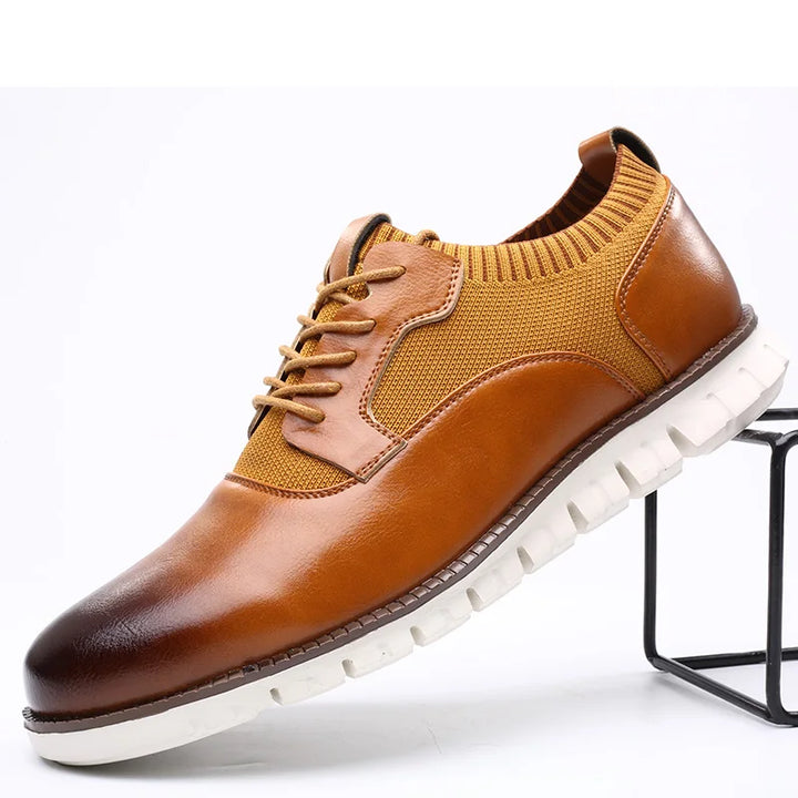 Men's Leather Knit Oxford Trainers – Smart Casual Hybrid Shoes – view 6