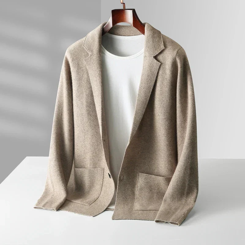 Men's 100% Cashmere Blazer Cardigan – Soft Tailored Layering